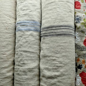 UK store Upholstery linen fabric undyed, stripy, poppy print different weight/ French grain sack material