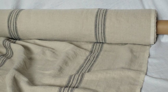 French Linen Cloth Heavyweight Vintage Stripe Linen