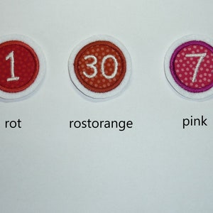 Button Zahl Geburtstag 55mm Applikation Aufnäher 11 verschiedene Farben Bild 3