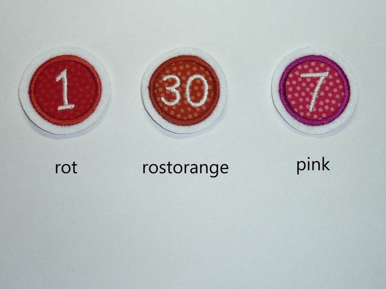 Button Zahl Geburtstag 55mm Applikation Aufnäher 11 verschiedene Farben Bild 3