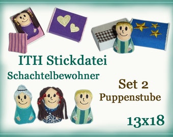 ITH Stickdatei - Puppen Schachtelbewohner 13x18 Anleitung in Deutsch