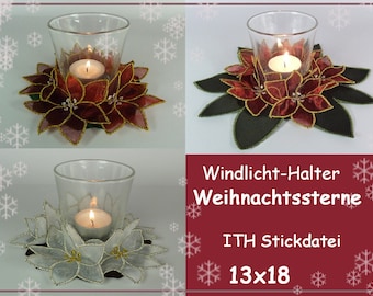 Stickdatei ITH Weihnachten Windlicht 13x18 Anleitung in Deutsch