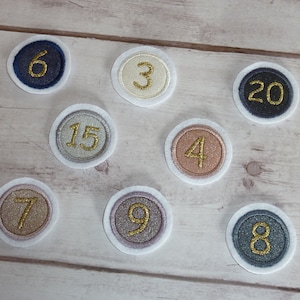 Button Zahl Glitzer 38mm Geburtstag Applikation Aufnäher 8 verschiedene Farben Bild 5