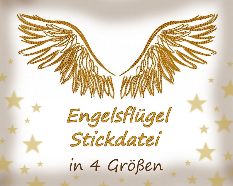 Stickdatei Engelsflügel verschiedene Größen Flügelpaar Engel Flügel Stickmotiv Bild 1