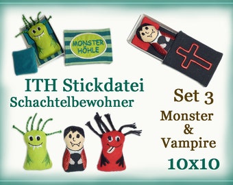 ITH Stickdatei - Monster & Vampire 10x10 Anleitung in Deutsch