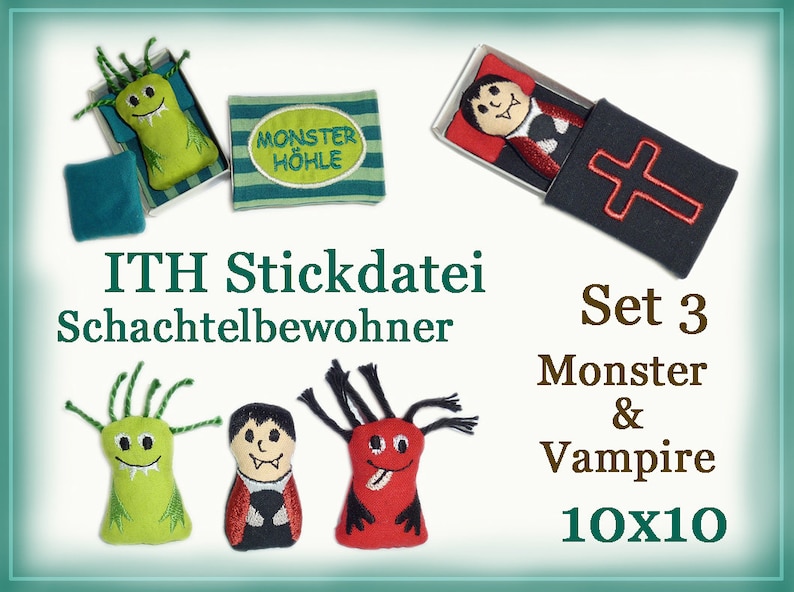 ITH Stickdatei Monster & Vampire 10x10 Anleitung in Deutsch Bild 1