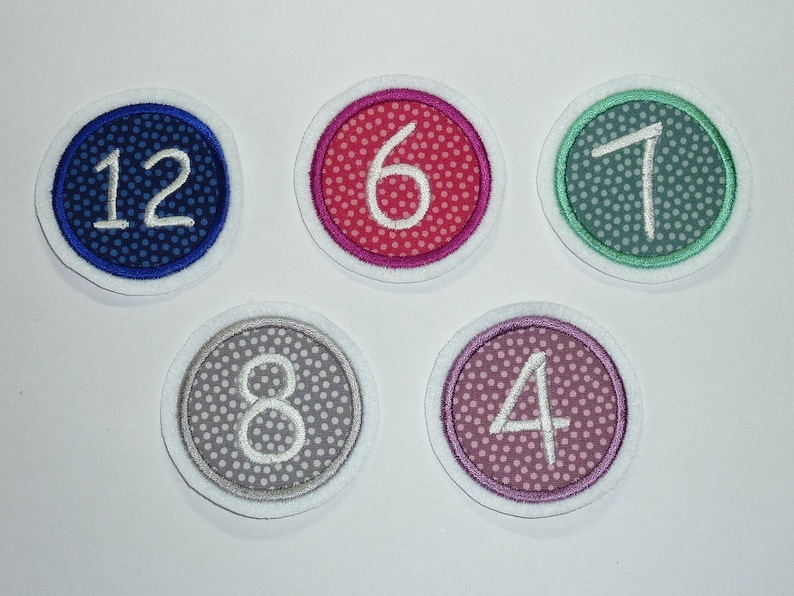 Button Zahl Geburtstag 55mm Applikation Aufnäher 11 verschiedene Farben Bild 7