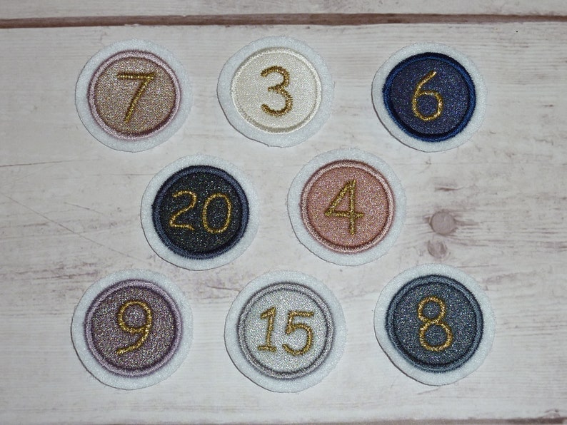 Button Zahl Glitzer 38mm Geburtstag Applikation Aufnäher 8 verschiedene Farben Bild 1