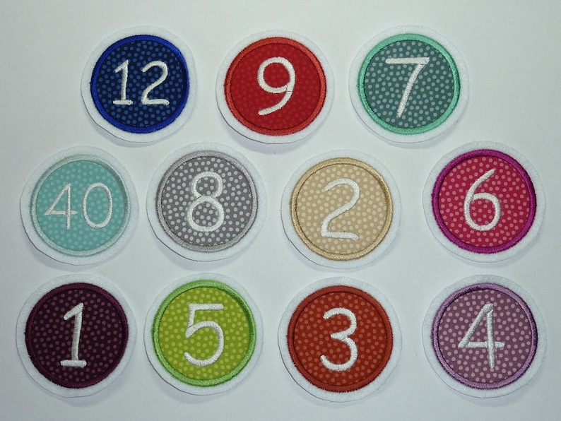 Button Zahl Geburtstag 55mm Applikation Aufnäher 11 verschiedene Farben Bild 1