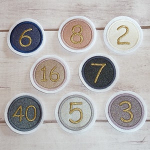 Button Zahl Glitzer 55mm Geburtstag Applikation Aufnäher 8 verschiedene Farben Bild 5