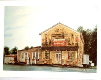 LIMITED EDITION PRINT - Country Store -  Limited Edition Watercolor Print - Image Size 20.5&quot; x 14.5&quot;