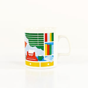 Vintage 80s Modern Kiln Craft Staffordshire England Colorful Home Office Coffee Tea Mug Cup
