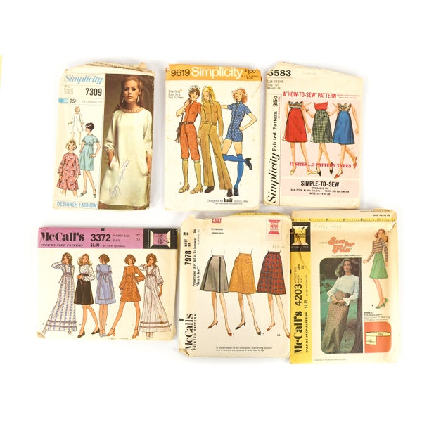 Vintage 50s 60s 70s Simplicity McCalls Retro Mod Dress Pants Outfits Skirt Sewing Patterns