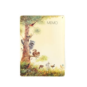 Vintage 70s 80s Giordano Woodland Trees + Animals Dry Erase Wall Memo Board Hanging
