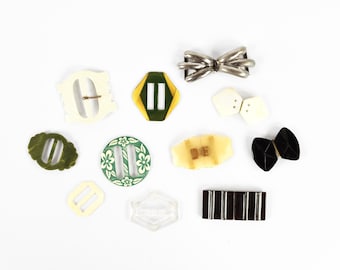 Vintage 20s 30s 40s Replacement Dress Waist Bakelite Glass Metal Plastic Deco Belt Buckels