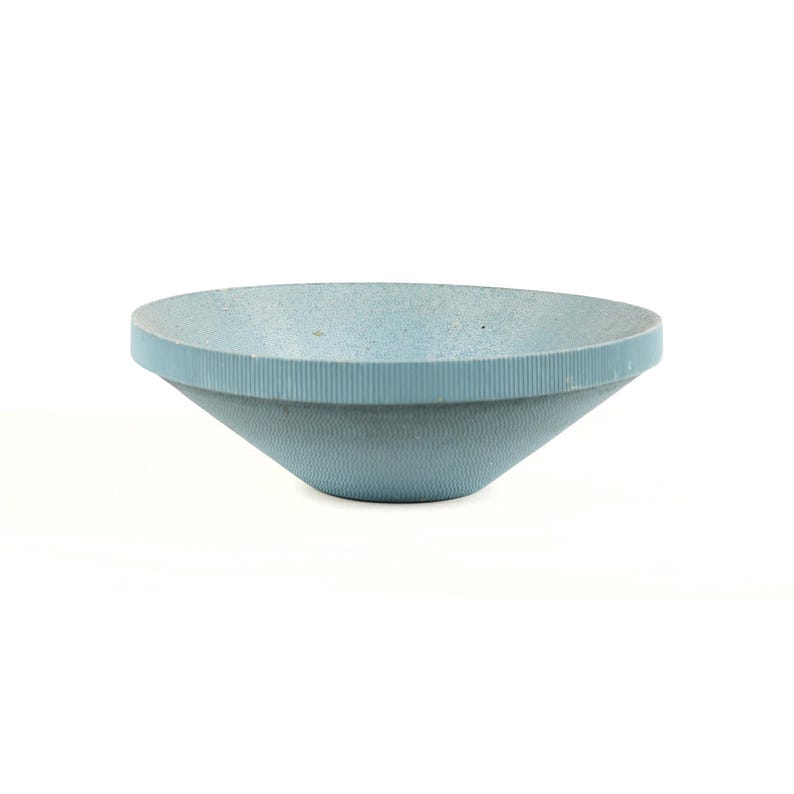 Vintage 80s Gregory Van Pelt Flute Blue Corrugated Cardboard Vessel Bowl image 1