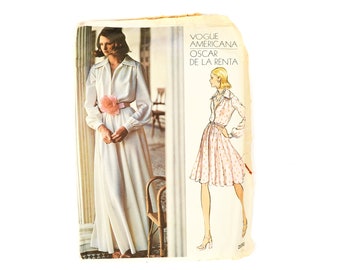 Vintage 70s Vogue Americana Oscar de la Renta Maxi vestido de barrido patrón de costura 2880