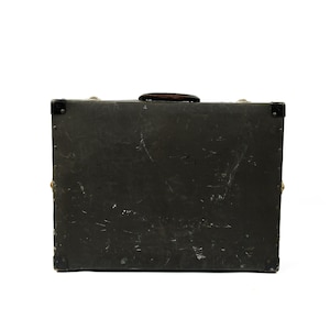 Vintage 20s 30s Chilcote Copany Black Fiberboard Clasping Lined Travel Case Suitcase Trunk