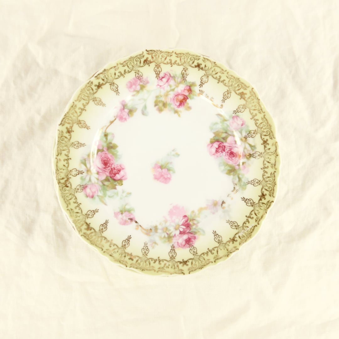 Vintage 1900s Antique Wallander Austria Porcelain Gold Leaf Rose Floral ...