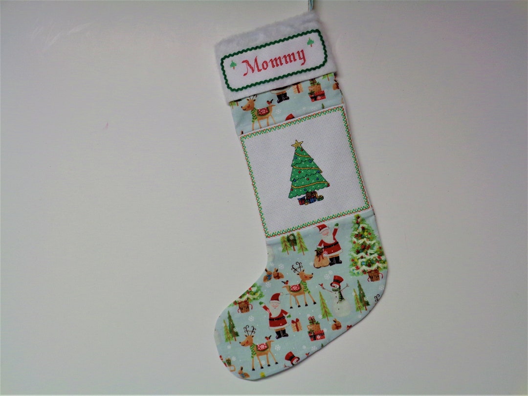 Custom Cross Stitched Christmas Stockings fabric Out of Stock Etsy