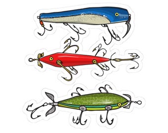 Fishing Lure Kiss-Cut Stickers, Ideal for Anglers, Laptop Decor, Tackle Box, Gifts for Fishermen, Outdoor Enthusiasts