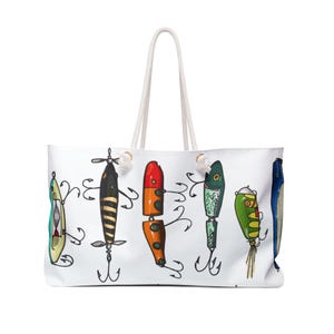 Lebendige Fischköder Weekender Tasche, Reisetasche, Strandtasche, Angeln Geschenk, Outdoor Abenteuer, leichte Reisetasche