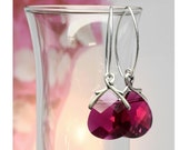 Fuschia Swarovski Crystal Earrings, Pink Earrings, Classic, Sparkly, Dangle, Teardrop, Jewellery