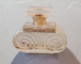 Empty vintage Lentheric Miracle perfume bottle with labels, Greek scrolled Ionic column shape