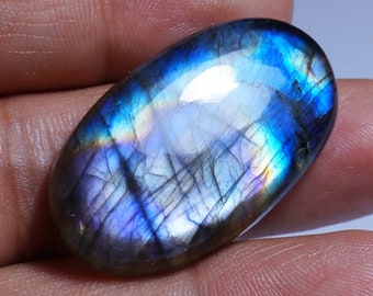 Purple Flash Labradorite Cabochon: Rare Gemstone (39x23x7 mm)