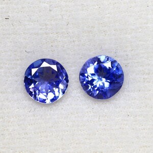 Round Matched Pair Tanzanite Gemstone, Tanzanite Stone, Tanzanite Pair, Tanzanite Faceted, Tanzanite Cut Stone, 5.5x5.5mm 1.50 Ct 2 Pcs