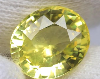 Gema de zafiro amarillo sintético de 10,10 quilates - Gemas de zafiro amarillo sintético - Piedra de zafiro facetada - 13,70 x 11,50 x 7 mm