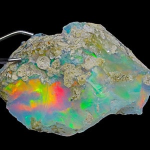 Ethiopian Opal Rough Gemstone, Raw Stone, Multi Fire Opal Rough Unpolished For Jewelry Making, 10 Cts - 18x14x10mm Stunning gift for her