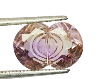 Fancy Ametrine Carved Gemstone: 3 Cts, 11.5x8x5.5mm