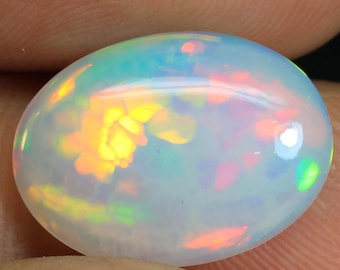 4.70 Cts Honeycomb Ethiopian Opal Cabochon - Loose Oval Shape 16.5x12.5x4mm - Multi Fire Ethiopian Opal Smooth Natural Stone