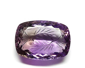 Cushion Ametrine Gemstone: 24.55 Cts Carved Jewelry Stone