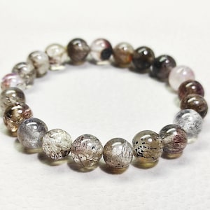 Beautiful Super Seven Stone Bracelet, Melody Gemstone Smooth Round Balls Beads, Super 7 Beads 88.20 Cts 8.5mm 7&quot; Inch Bracelet