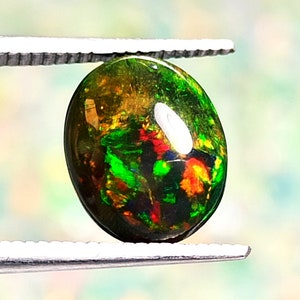 Black Opal Multi Fire, Opal Gemstone, Opal Smoked, Oval Opal Fire, Black Opal Cabochon, Ethiopian Black Opal, 10x8 mm - 1.40 Cts 1 Pcs