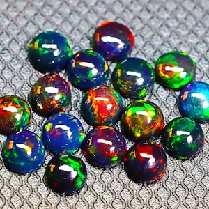Natural Ethiopian Black Opal Gemstone - Black Opal Cabochon - Multi Fire Opal Loose Gemstone - Black Opal Round Stone