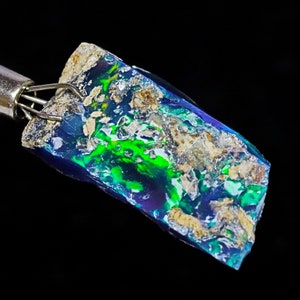 Natural Black Opal Rough, Electric Fire Opal Raw Gemstone, Opal Stone Rough, Ethiopian Black Opal Polished Rough - 8.65 Cts - 23x12.5x7mm