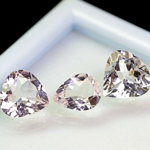 MORGANITE GEMSTONE, Morganite Cut Stone, Faceted Morganite Gemstone, Morganite Pear, Morganite Heart, 6.10 Cts 3 Pieces, 9x7mm - 9x9mm