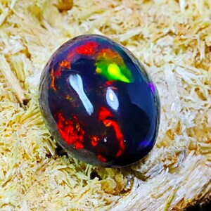 Black Opal Stone, Black Opal Cabochon, Ethiopian Opal Gemstone For Ring Jewelry Stone, Multi Fire Opal Crystal Stone  - 9x7x4.5mm