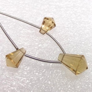 Natural Whisky Quartz Gemstone 3 Pieces Set, 11x8mm To 14.5x10mm 19.80 Cts 4 Inch Drop Beads Bear Quartz Faceted Gemstone Lemon Quartz Stone