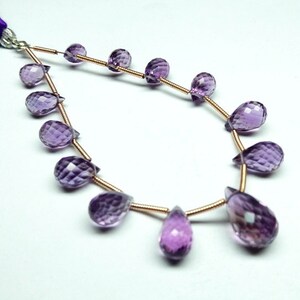 Natural Purple Amethyst Briolette Gemstone - Faceted Amethyst Teardrop Briolette - Amethyst Drop Briolette - Amethyst Beads Strand