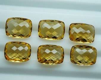Natural Citrine Gemstone - Faceted Citrine Stone / Citrine Cushion Stone For Jewelry Making 16x12 mm