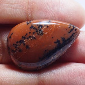 Natural Honey Dendritic Opal Gemstone - Cabochon Gemstone - Loose Gemstone - Pear Dendritic Stone Cabochon / Loose Pear Cabochon 31x20x7 mm