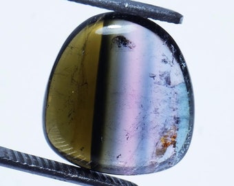 Gema de turmalina bicolor natural em cabochão (17x15,8x4,7 mm)