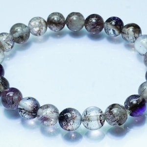 90.70 Carat Super 7 Bracelet Smooth Round Balls Beads, 8.5x8.5mm Length 7&#39;&#39; Inches, Super Seven Gemstone, Melody Round Beads Bracelet
