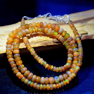 16&#39;&#39; Brown Opal Beads Smooth Multi Fire Opal Cabochon Rondelle Beads, 48.65 Cts, 3x3mm To 6.5x6.5mm Welo Opal, Opal Cabochon, Opal Gemstone