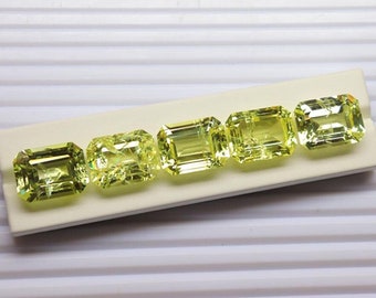 Lab Grown Yellow Sapphire Gemstone: Rectangular Faceted Cut Stone