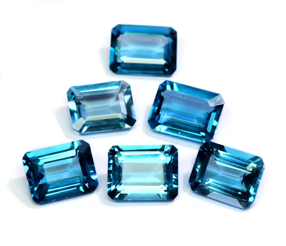 London Blue Topaz Stone London Topaz Emerald Cut Gemstone Etsy UK